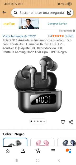 Auriculares TOZO NC3 Negros Nuevos