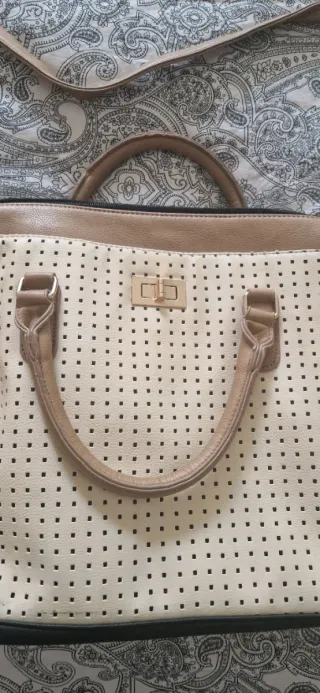 Bolso Primark crema,marron y Negro.