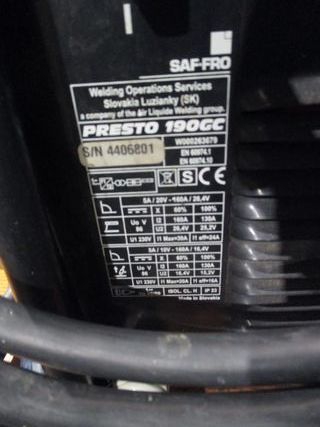 Soldadora SAF-FRO PRESTO 190 GC