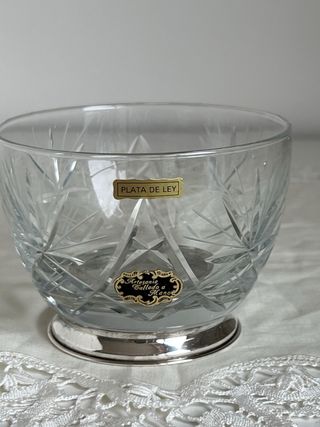 Juego 6 Cuencos Cristal Tallado y Plata