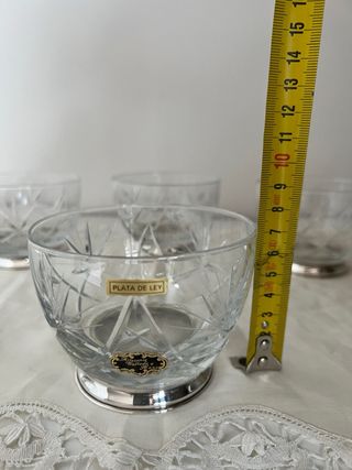 Juego 6 Cuencos Cristal Tallado y Plata