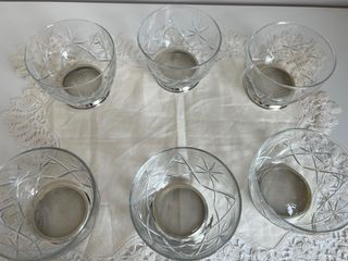 Juego 6 Cuencos Cristal Tallado y Plata