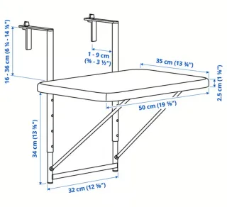 Mesa Terraza Ikea TORPARÖ Blanca 50cm