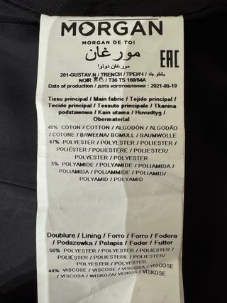 Gabardina Morgan Talla 36 Negra