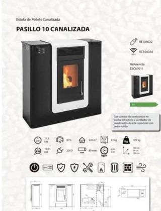 Estufa de Pellets Pasillo10 canalizada 10 KW VAL1