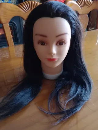 Cabeza Maniquí Peluquería Negro