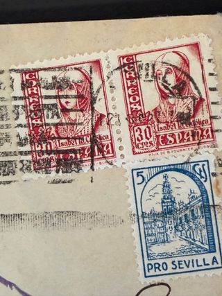 Carta antigua Savoy Hotel Sevilla. Censura militar