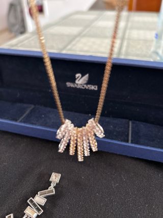 Collar Swarovski Reversible Dorado y Plateado