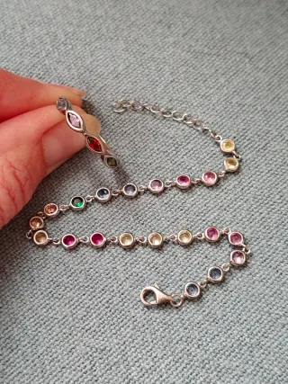 Pulsera y anillo piedras multicolor