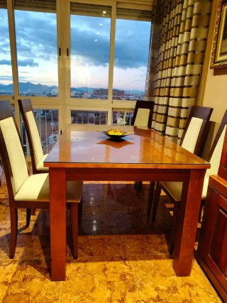 Mesa comedor con cristal y extensible 140 cm* 90cm