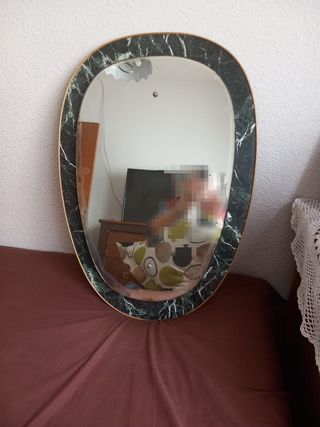 Espejo Vintage Ovalado Mármol y Oro