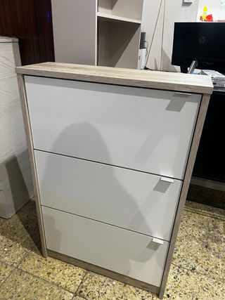 Zapatero 3 cajones madera y blanco