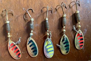 Lote Cucharillas, Señuelo Pesca y fly box vintage