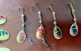 Lote Cucharillas, Señuelo Pesca y fly box vintage