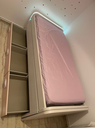 Cama nido juvenil blanco nordic y rosa