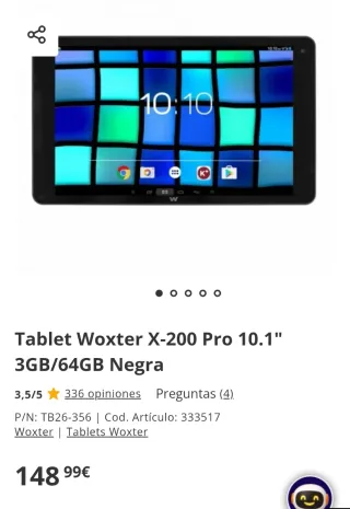 Tablet Woxter X-200 Pro 10.1 3GB/64GB Negra