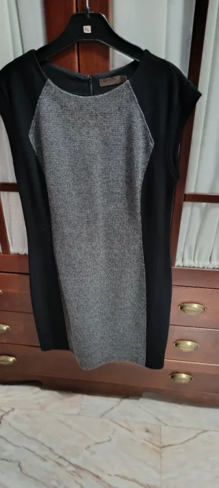 Vestido Cortefiel Negro Gris Talla M