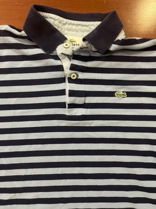 Polo Lacoste Rayas Azul y Blanco Talla M
