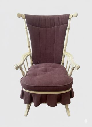 Sedia a Dondolo Vintage – Legno Laccato e velluto