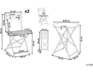 Conjunto mesa y 2 sillas de jardín, metal blanco
