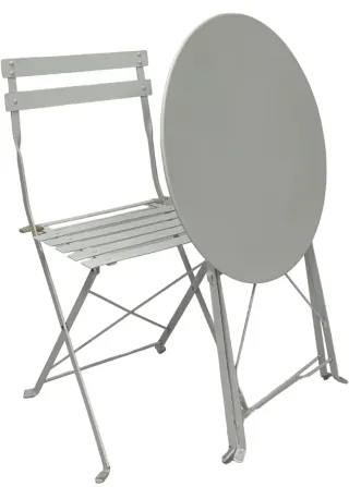 Conjunto mesa y 2 sillas de jardín, metal blanco