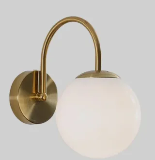 2 Apliques LED Baño Metal y Cristal Dorado