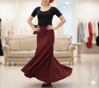 Falda Flamenco Ensayo color burdeos