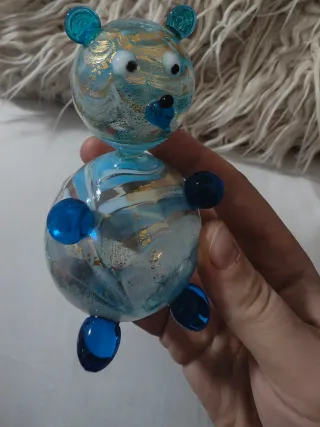 Ornamento Orso Vetro Blu Oro