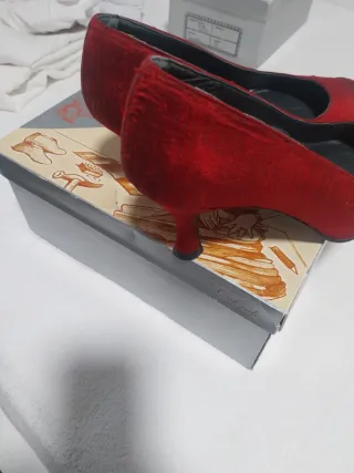 Zapatos rojos de seda.