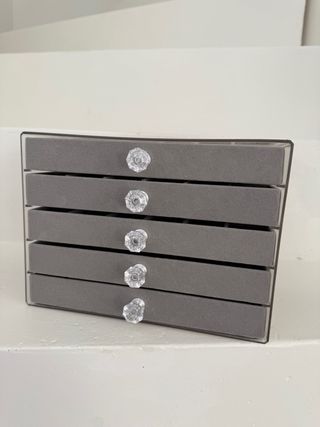 Joyero 5 cajones terciopelo gris