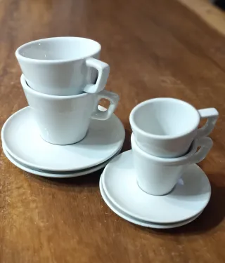 Set 4 Tazas Café Porcelana Blanca.