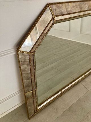 Espejo grande marco cristal y metal dorado