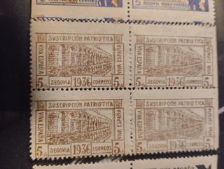 3 Bloques Sellos España 1936 Segovia Guerra Civil