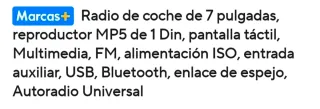 Pantalla Coche Carplay Bluetooth USB SD