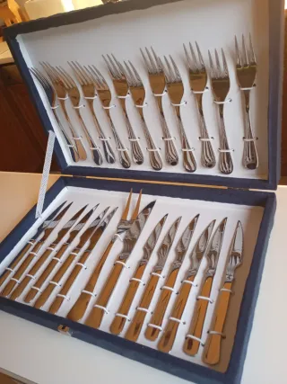 Cubertería Acero Inoxidable Caja Azul