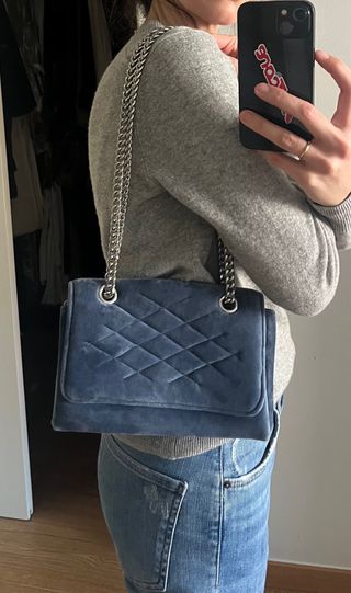 Bolso Mango Terciopelo Azul
