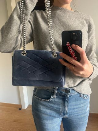 Bolso Mango Terciopelo Azul