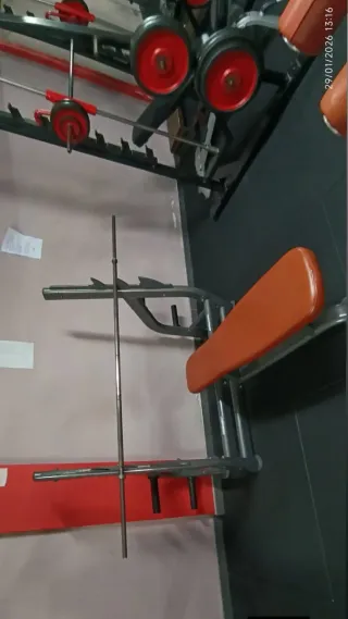 Banco de pesas y accesorios gimnasio