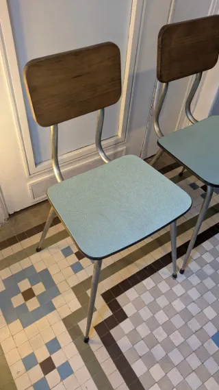 2 Sillas Formica Madera Metal