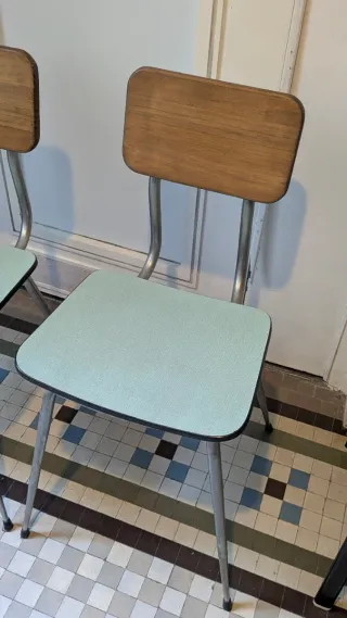 2 Sillas Formica Madera Metal