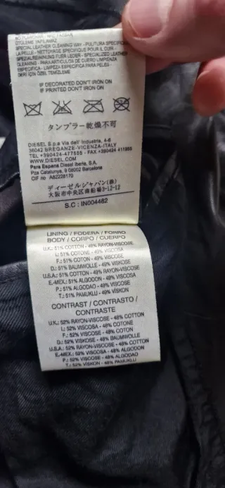Cazadora Piel Diesel Black Gold Talla L