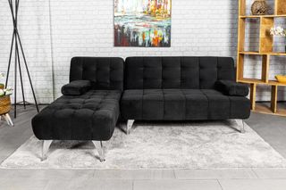 Sofá-cama chaise-longue terciopelo negro