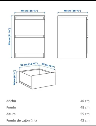 Mesita de noche roble Ikea