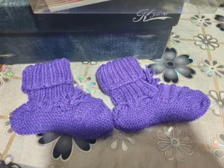 Babbucce lana viola fatte a mano
