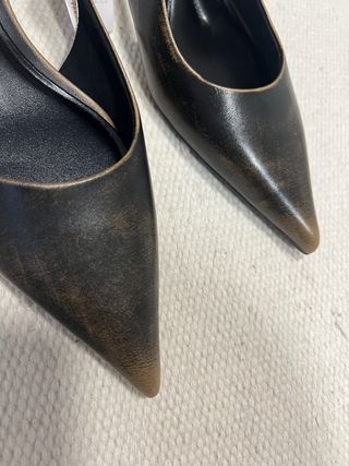 Zapato Zara destalonado piel tacón kitten