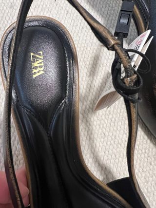 Zapato Zara destalonado piel tacón kitten