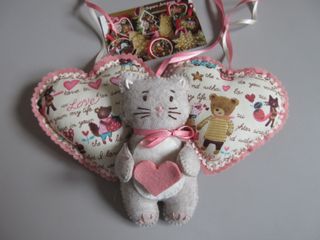 Decorazione Gattino e Cuori Fatta a Mano