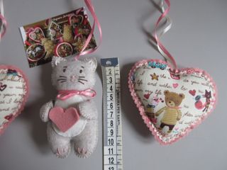 Decorazione Gattino e Cuori Fatta a Mano