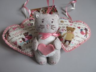Decorazione Gattino e Cuori Fatta a Mano