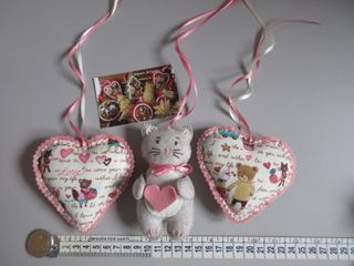 Decorazione Gattino e Cuori Fatta a Mano